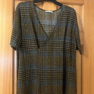 Zara Black and Tan Short Sleeve Boxy Blouse